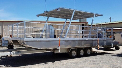 Custom made aluminium pontoon boat in Australia